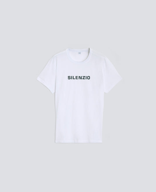 T-SHIRT EN JERSEY DE COTON AVEC IMPRIME < SILENZIO > - BIANCO - ASPESI