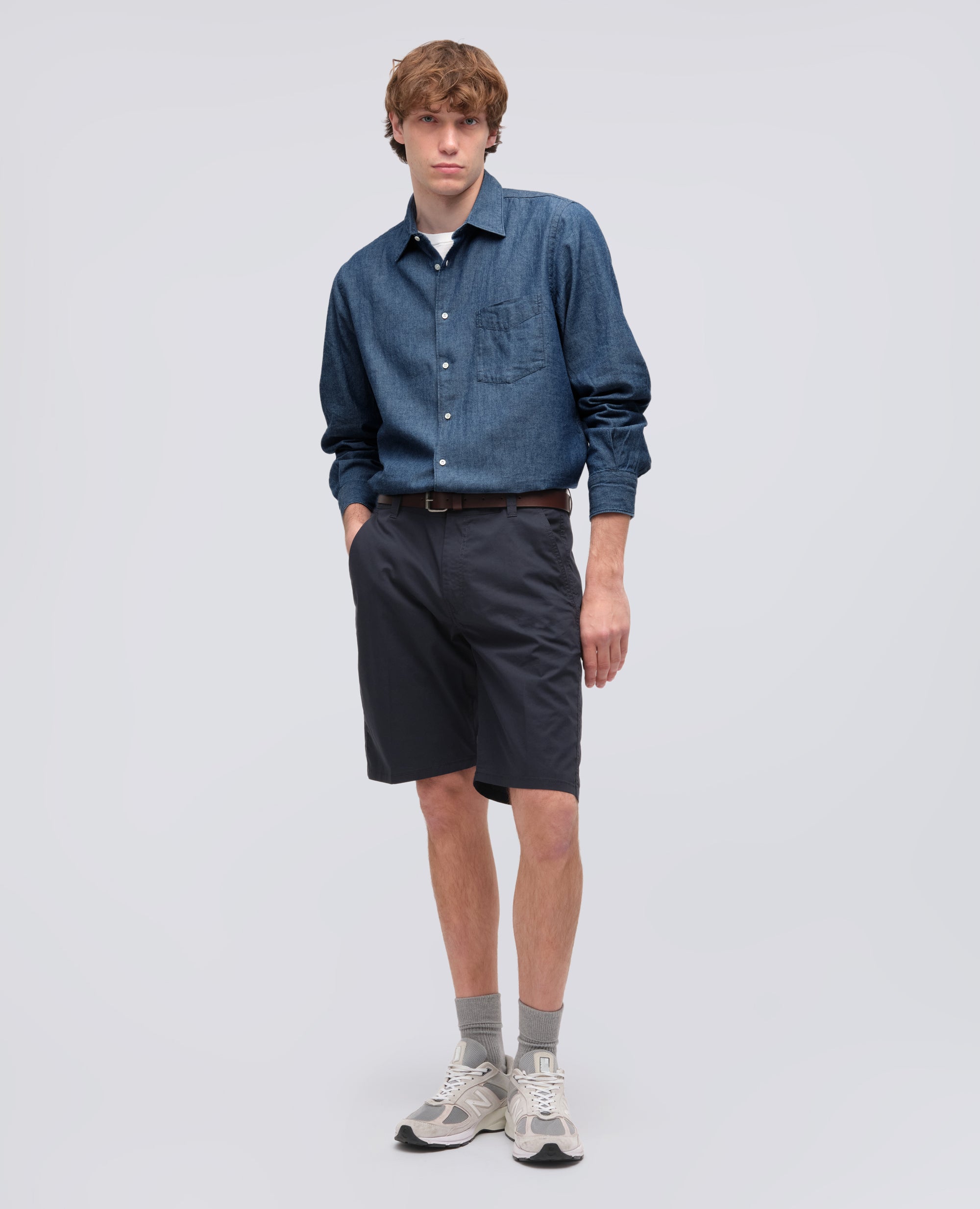JAPANISCHES BAUMWOLLE-CHAMBRAY-HEMD - BLU - ASPESI