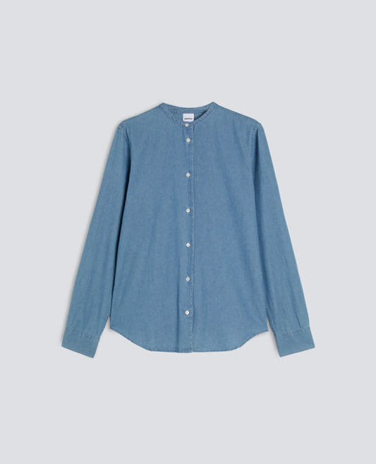 CAMICIA MOD.5416 IN DENIM DI COTONE CON COLLO ALLA COREANA - BLU - ASPESI