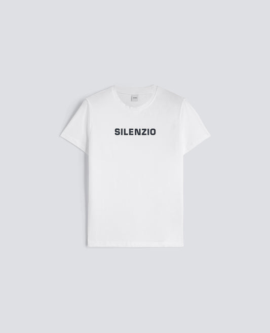 T-SHIRT IN JERSEY DI COTONE CON STAMPA -SILENZIO- - BIANCO - ASPESI