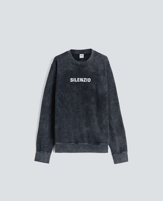 FELPA GARZATA -SILENZIO- SHADY EFFECT IN COTONE - NERO - ASPESI