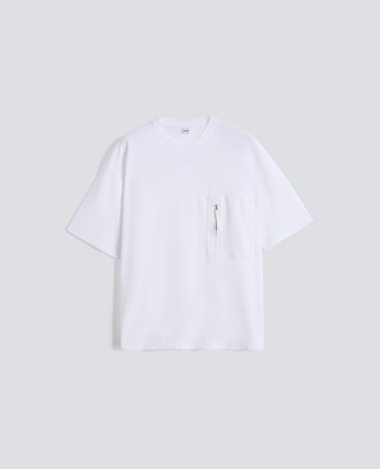 T-SHIRT IN SPUGNA DI COTONE CON TASCHINO - BIANCO - ASPESI