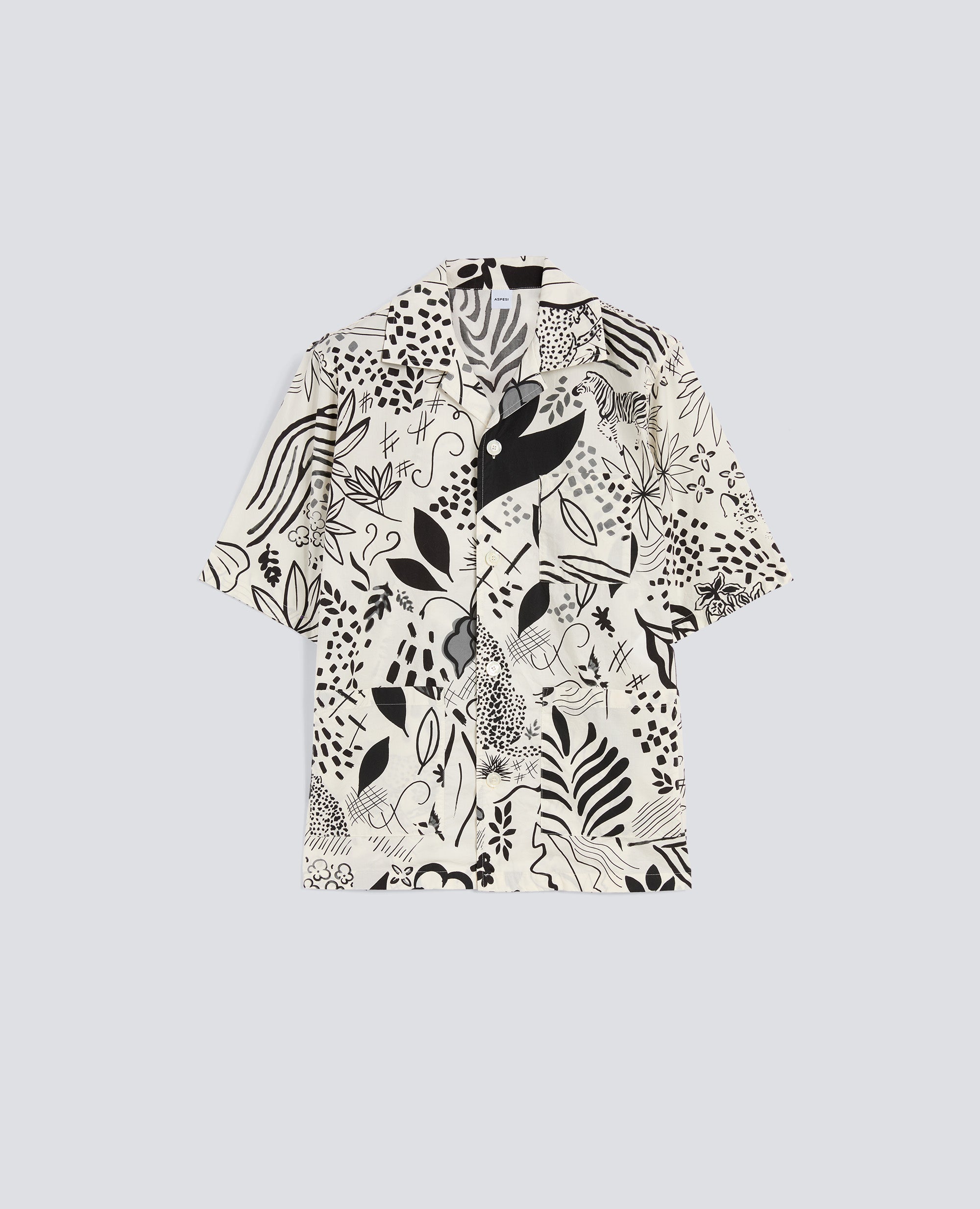 CAMICIA A MANICHE CORTE IN POPELINE DI COTONE - NATURALE - ASPESI