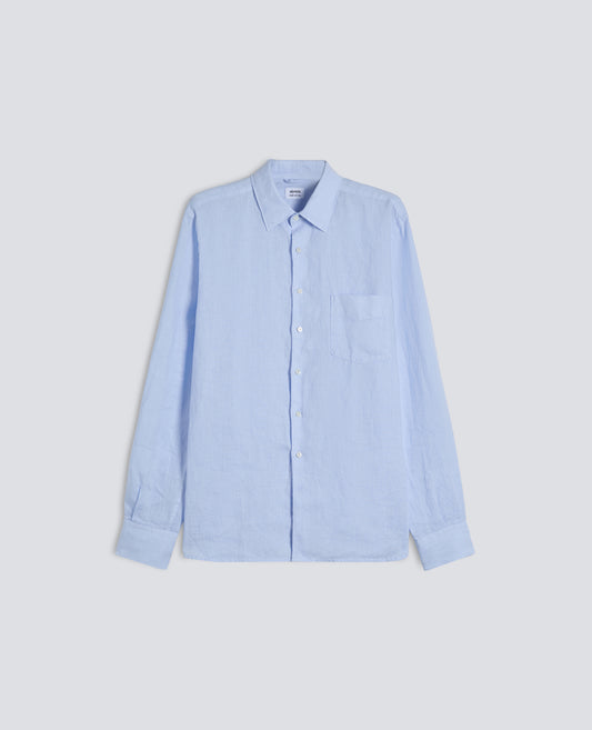 CAMICIA IN LINO LEGGERO CON TASCHINO - AZZURRO - ASPESI