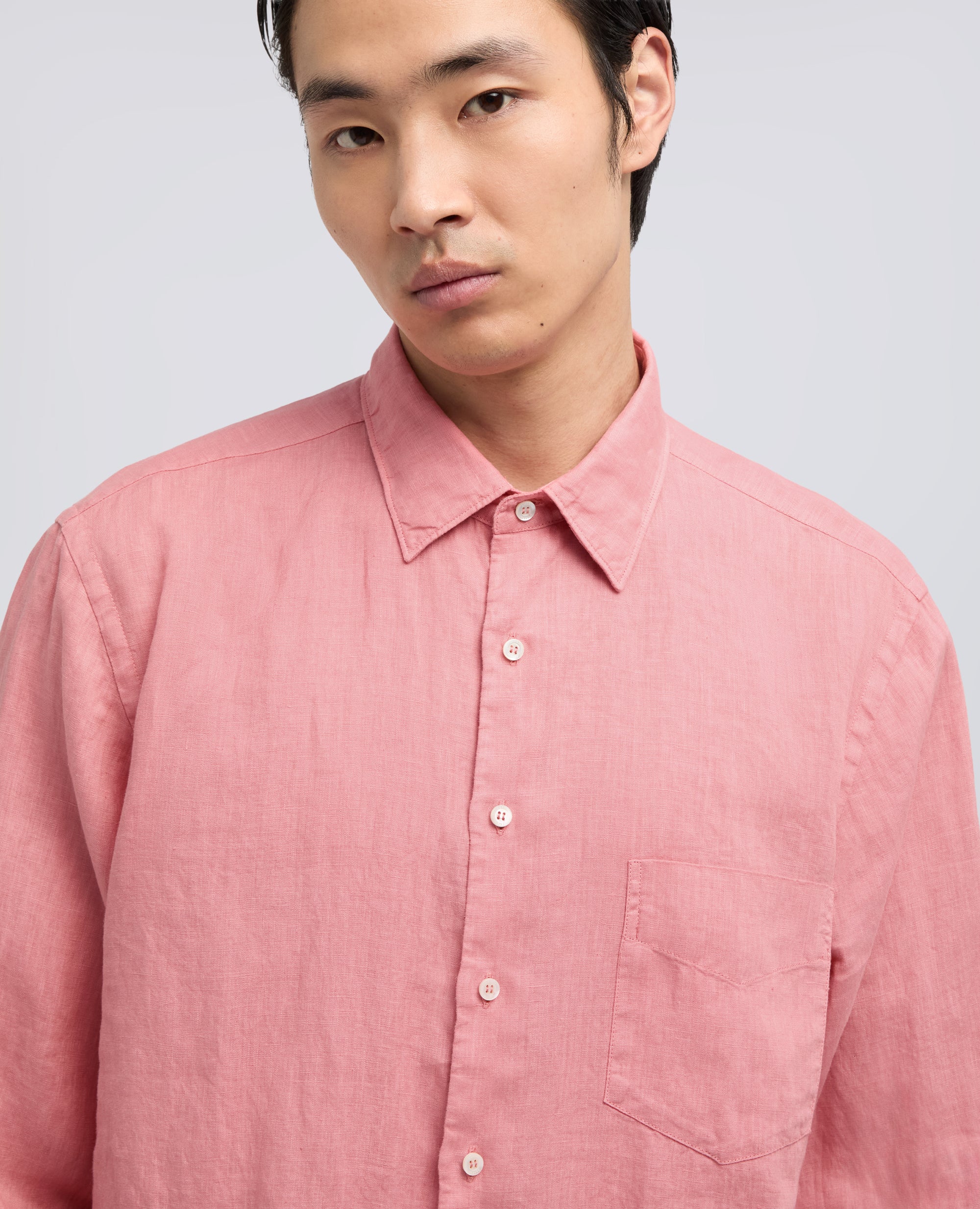 CAMICIA IN LINO LEGGERO CON TASCHINO - ROSA - ASPESI