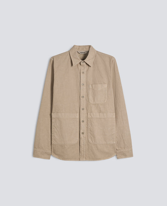 CAMICIA UTILITY IN TELA RUSTICA DI COTONE-LINO - BEIGE - ASPESI