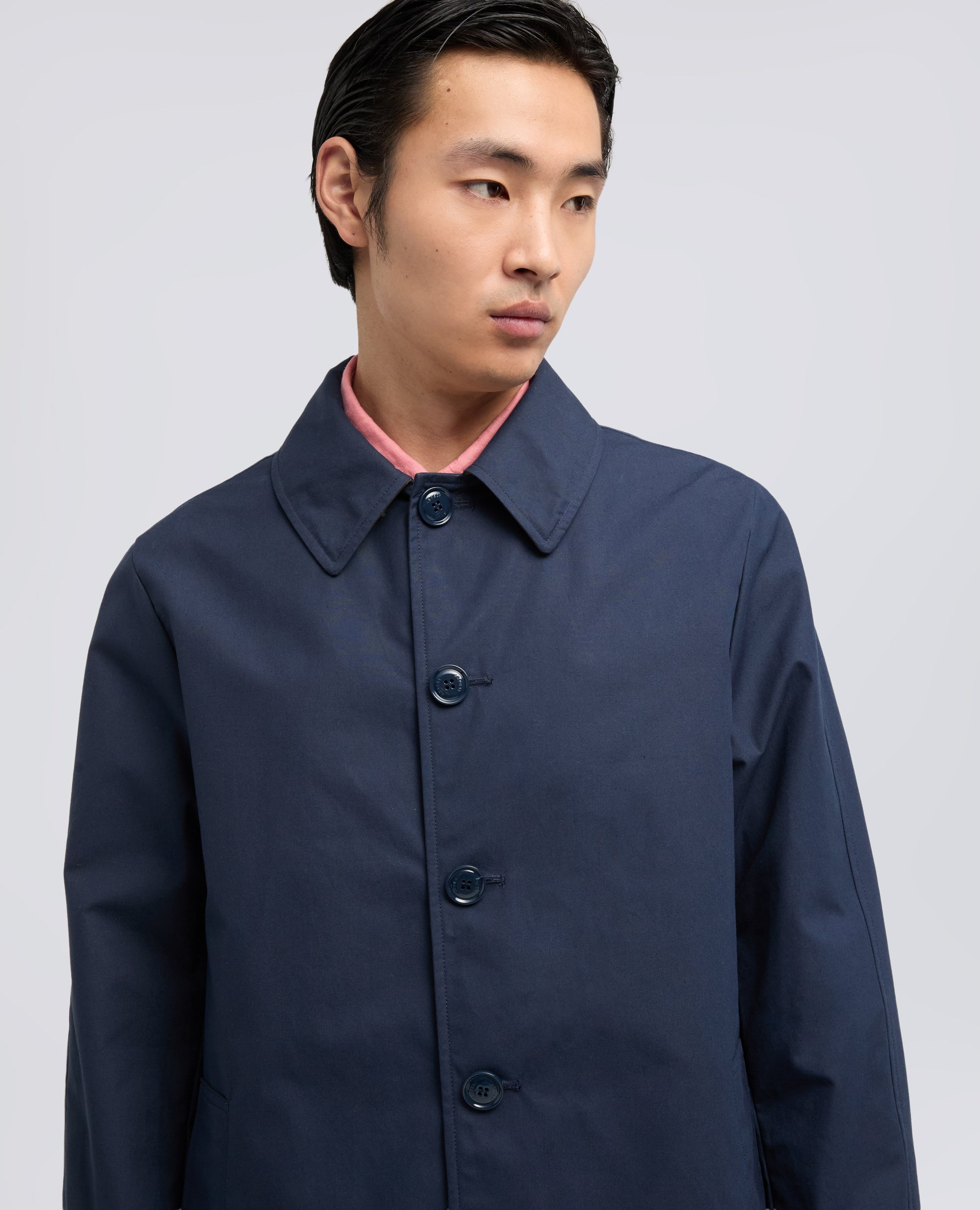 IMPERMEABILE IN COTONE DRY WAX - BLU - ASPESI