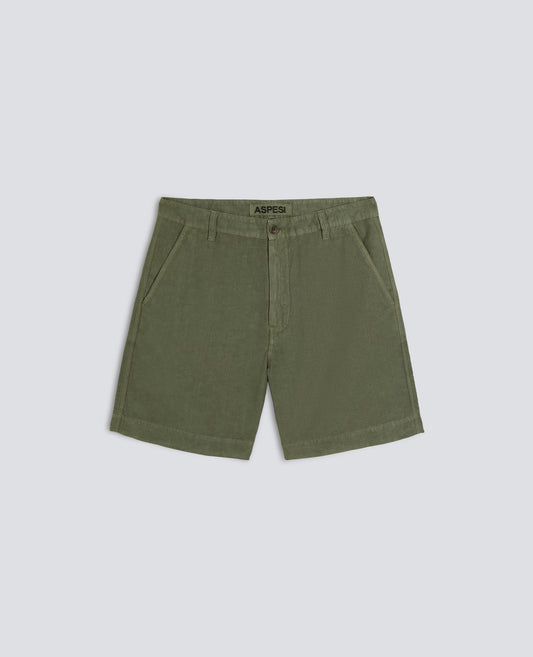 BERMUDA IN COTONE LINO FIAMMATO - VERDE - ASPESI