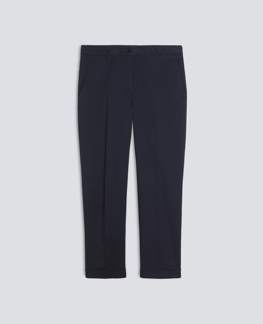 PANTALONE IN TWILL DI COTONE STRETCH - BLU - ASPESI