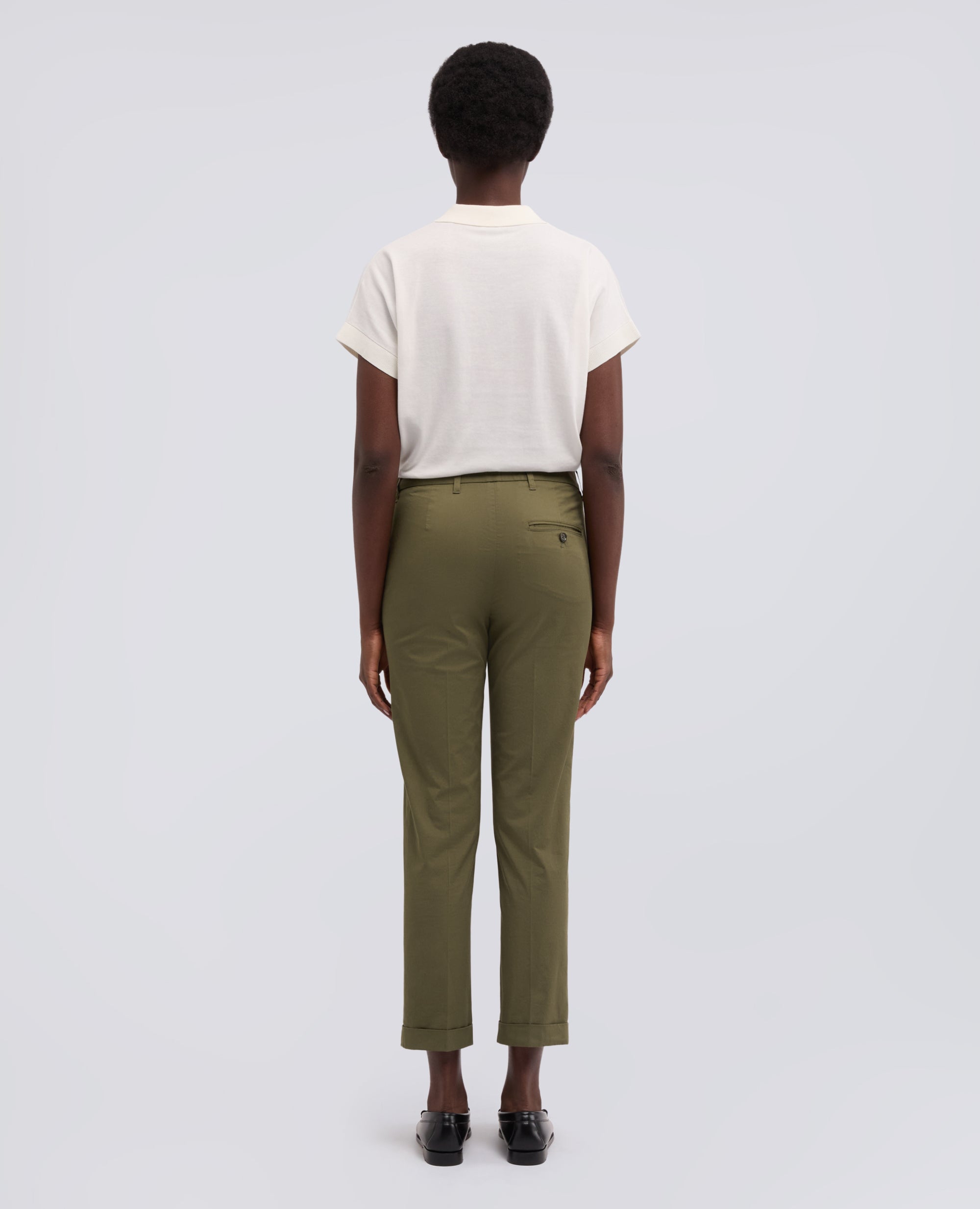 PANTALONE IN TWILL DI COTONE STRETCH - VERDE - ASPESI