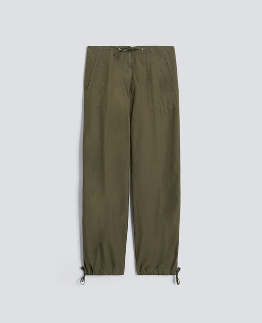 PANTALONE IN POPELINE DI COTONE CON COULISSE - VERDE - ASPESI