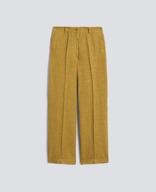 PANTALONE IN LINO FIAMMATO COMPATTO TINTO CAPO - GIALLO - ASPESI