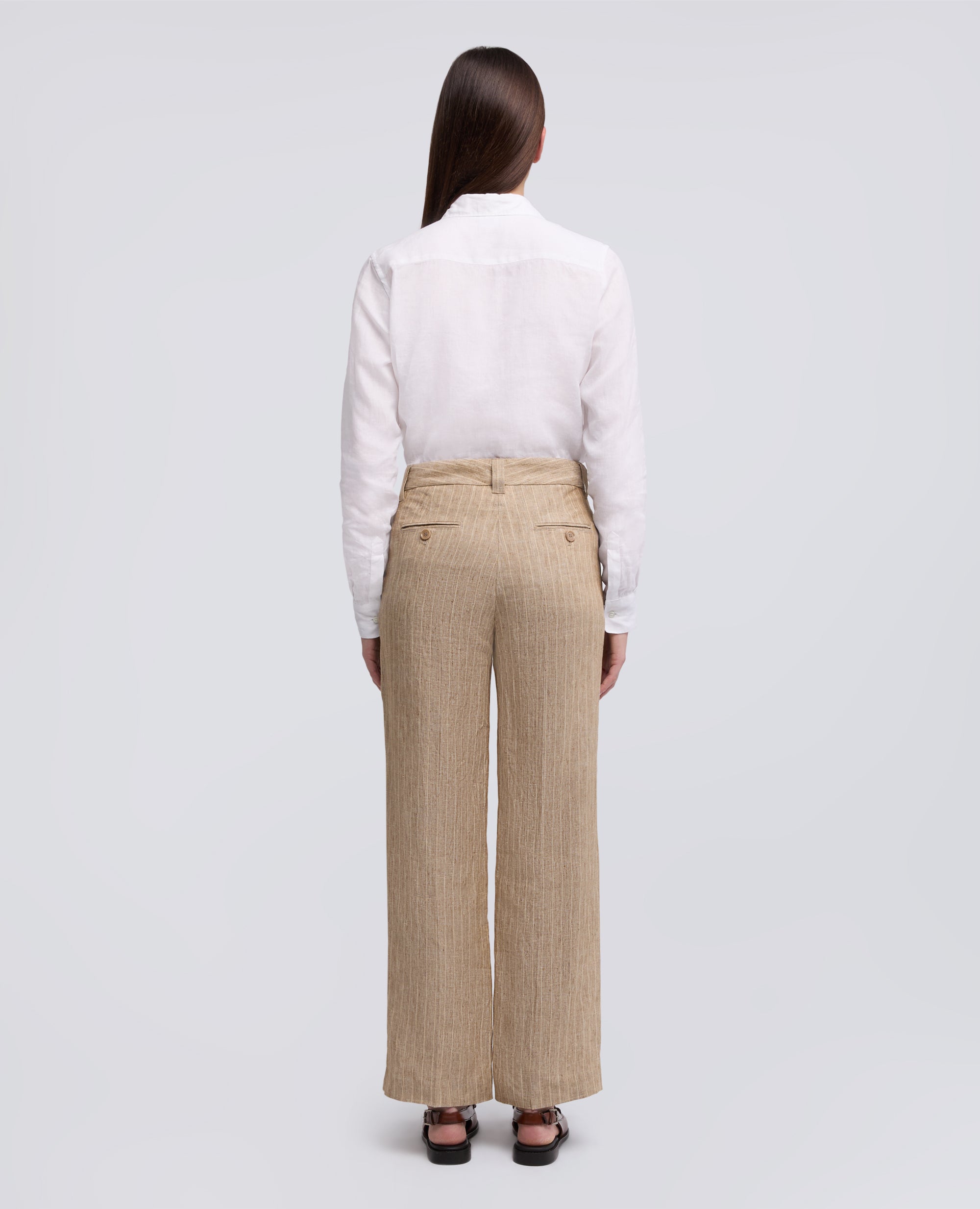 PANTALONE IN LINO TINTO FILO EFFETTO DELAVE' - BEIGE - ASPESI