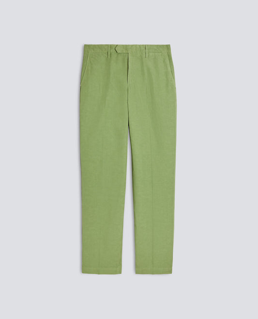 PANTALONE IN TELA FIAMMATA DI COTONE E LINO - VERDE - ASPESI