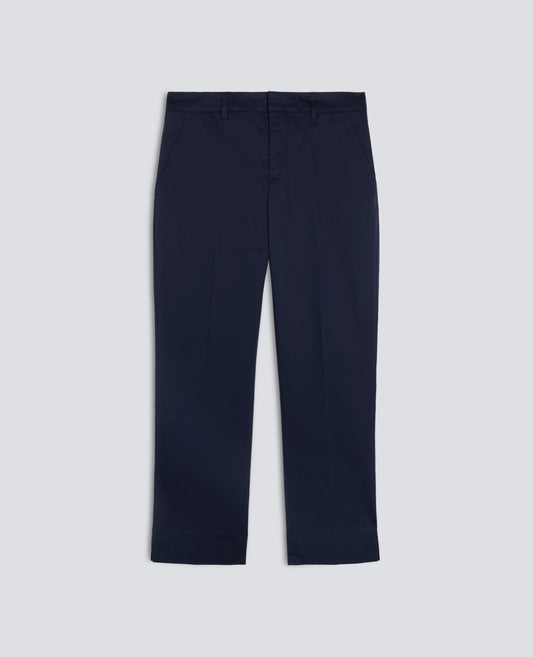 PANTALONE CAPRI IN TWILL DI COTONE STRETCH - BLU - ASPESI