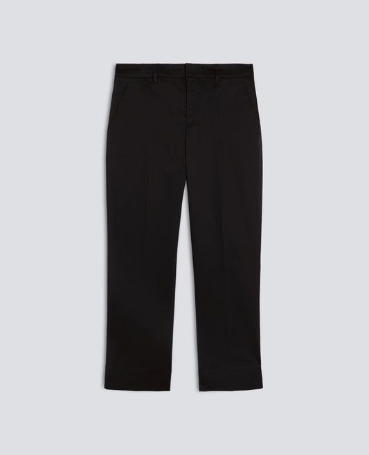 PANTALONE CAPRI IN TWILL DI COTONE STRETCH - NERO - ASPESI