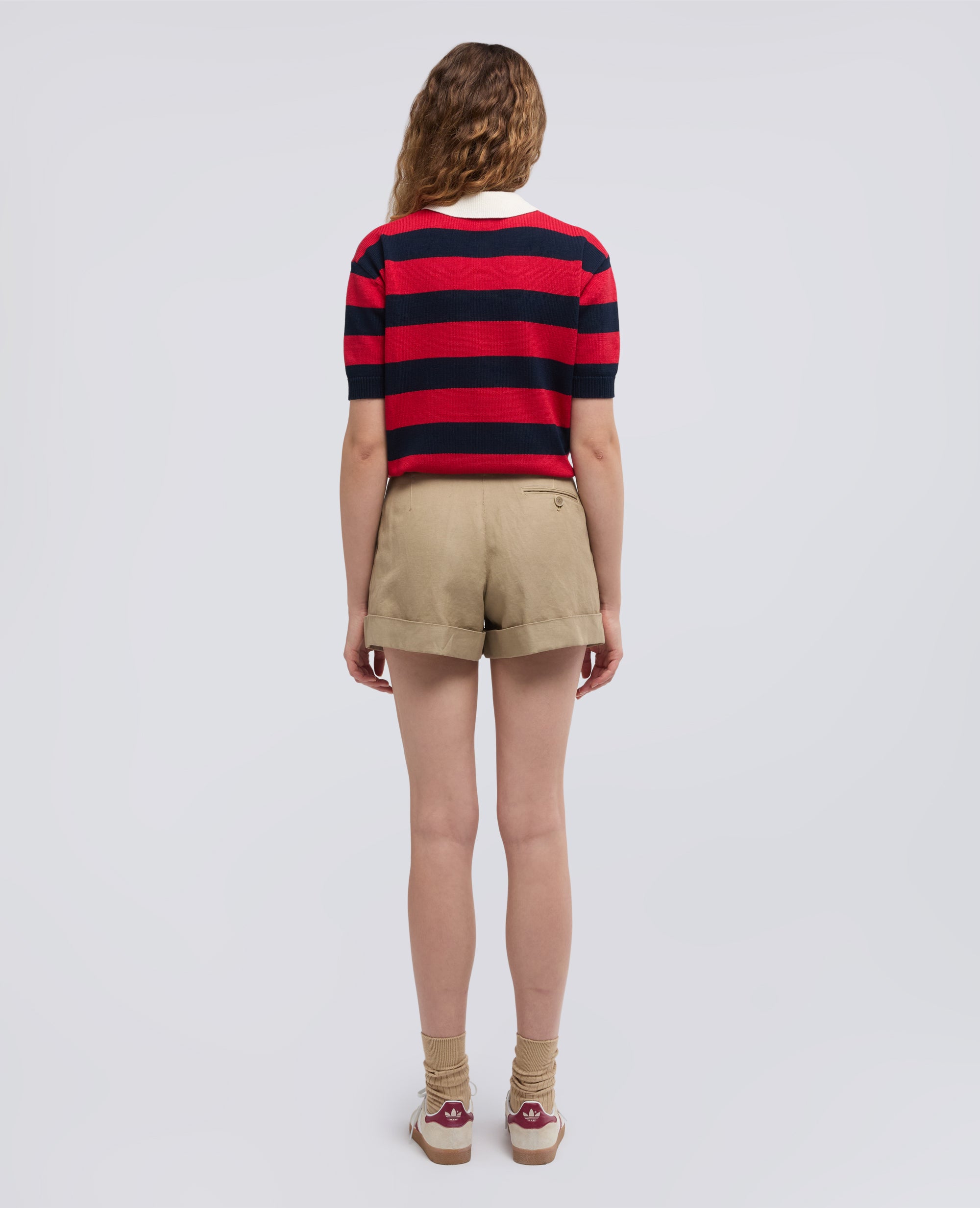 SHORTS GABARDINE EN COTON ET LIN TEINTS ALA MAIN - BEIGE - ASPESI
