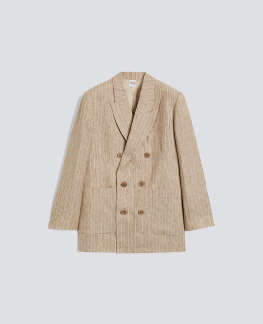 GIACCA UNISEX IN LINO TINTO FILO EFFETTO DELAVE' - BEIGE - ASPESI