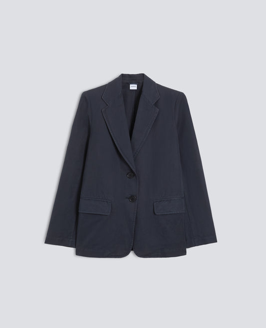 GIACCA MONOPETTO DECOSTRUITA IN GABARDINA COTONE E LINO TINTO CAPO - BLU - ASPESI