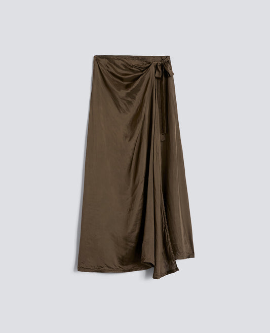 GONNA A PORTAFOGLIO IN TWILL DI VISCOSA - VERDE - ASPESI