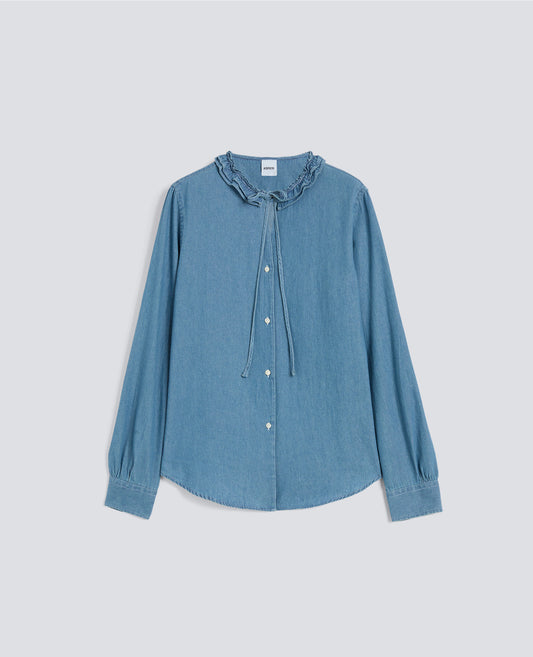 CAMICIA GIROCOLLO IN DENIM DI COTONE - BLU - ASPESI