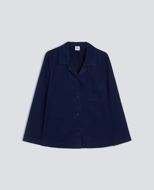 GIACCA CAMICIA TIPO PIGIAMA IN POPELINE COTONE TINTO CAPO - BLU - ASPESI