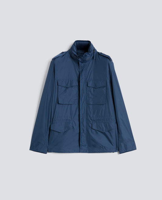GIUBBOTTO MINI FIELD IN NYLON CON CAPPUCCIO STACCABILE - BLU - ASPESI