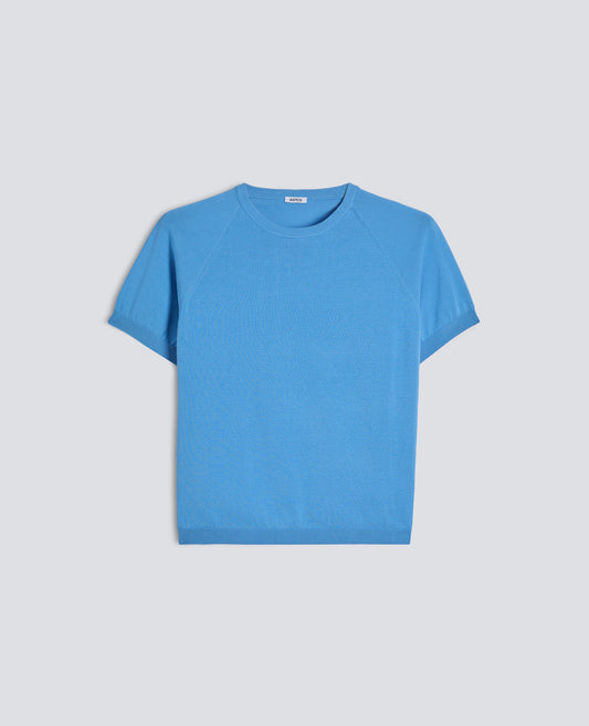 T-SHIRT GIROCOLLO IN FILATO DI PURO COTONE - AZZURRO - ASPESI