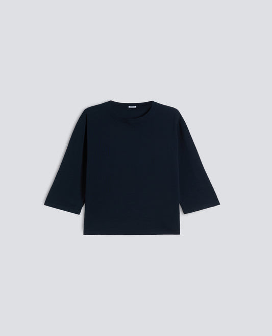 MAGLIA SCOLLO A BARCHETTA IN PURO COTONE - BLU - ASPESI
