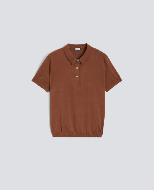 POLO IN MISTO COTONE, SETA E LINO - MARRONE - ASPESI
