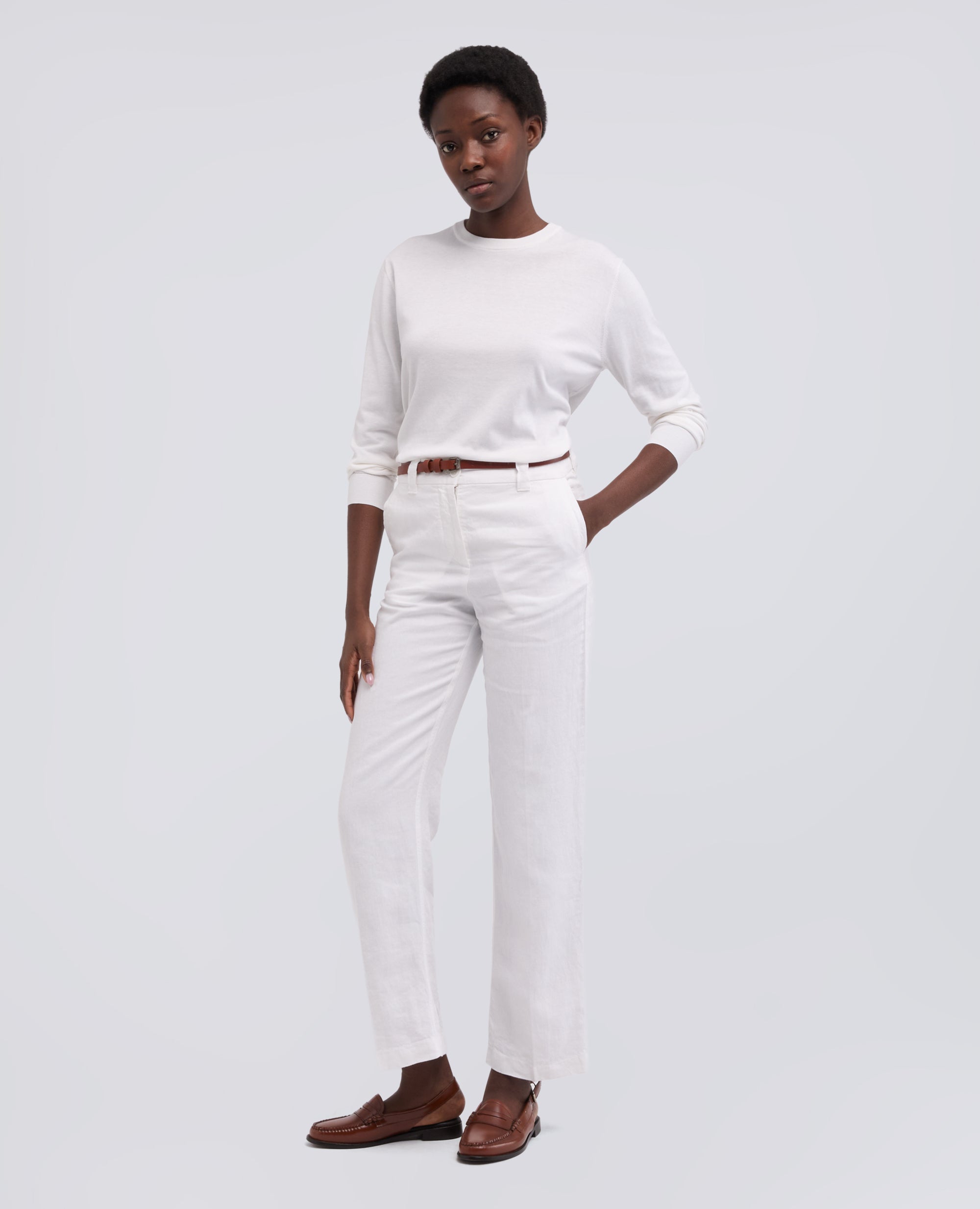 MAGLIA GIROCOLLO IN MISTO COTONE, SETA E LINO - BIANCO - ASPESI