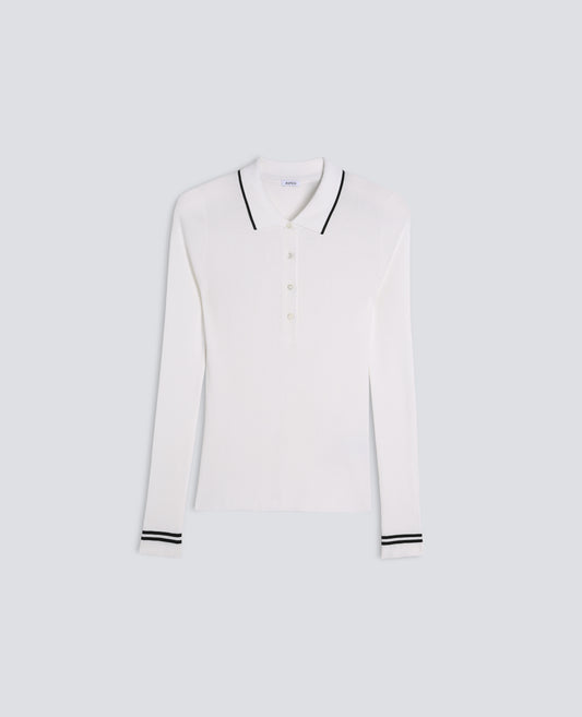 POLO A MANICHE LUNGHE REALIZZATA IN FILATO DI PURO COTONE - BIANCO - ASPESI