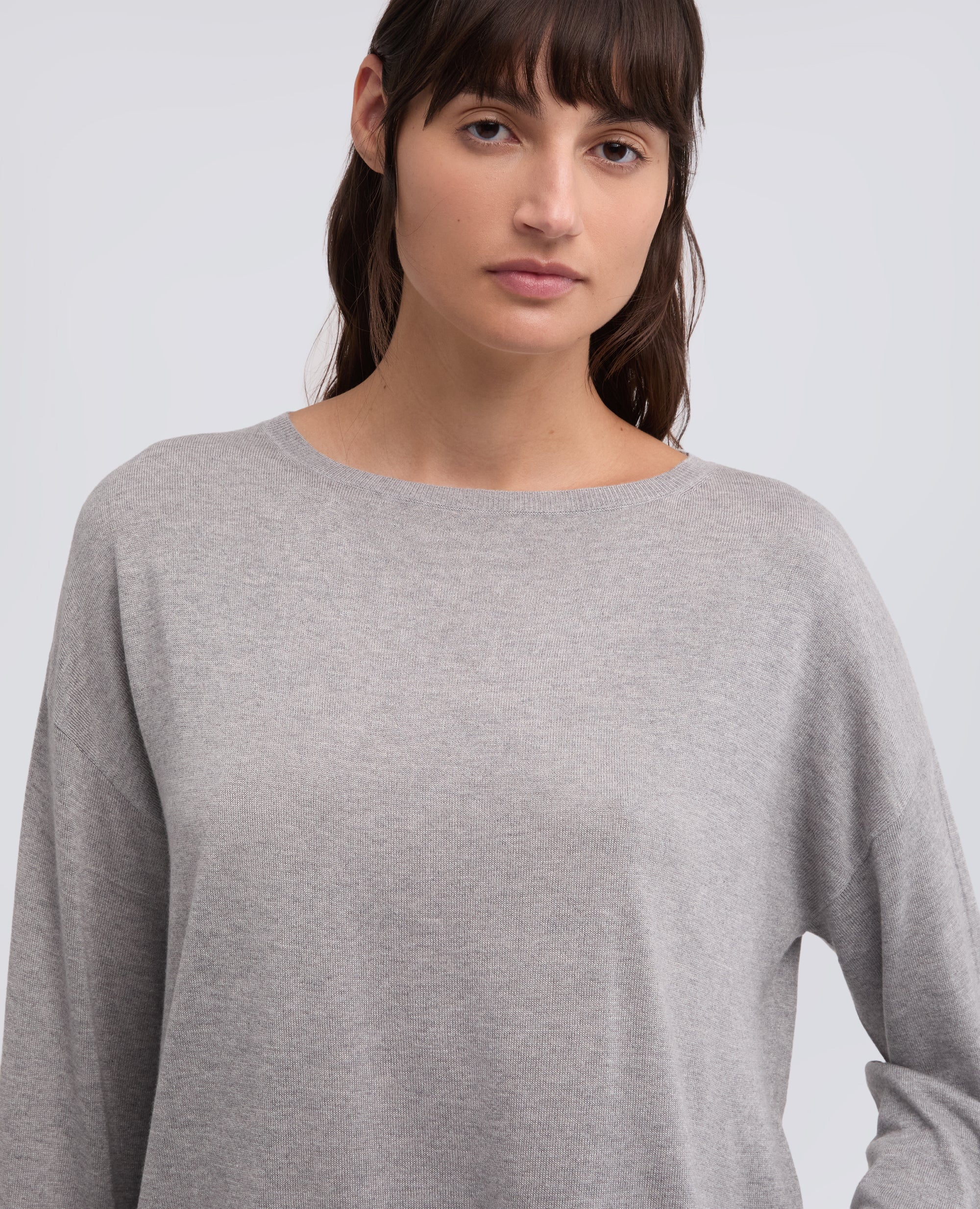 MAGLIA A MANICHE LUNGHE IN MISTO SETA, COTONE E CASHMERE - GRIGIO - ASPESI