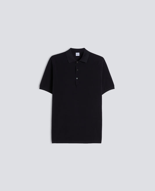 CAMISA POLO DE MANGA CORTA EN ALGODON TENIDO CON PUNTO PIQUE - BLU - ASPESI