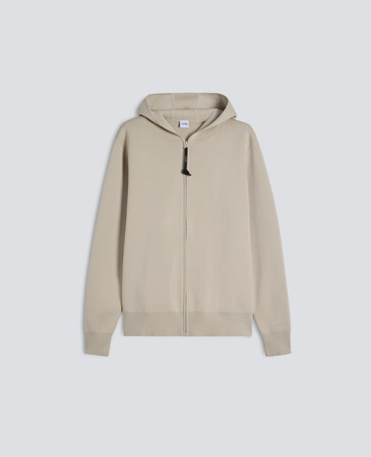 MAGLIA CON CAPPUCCIO IN COTONE DOPPIA FRONTURA - BEIGE - ASPESI