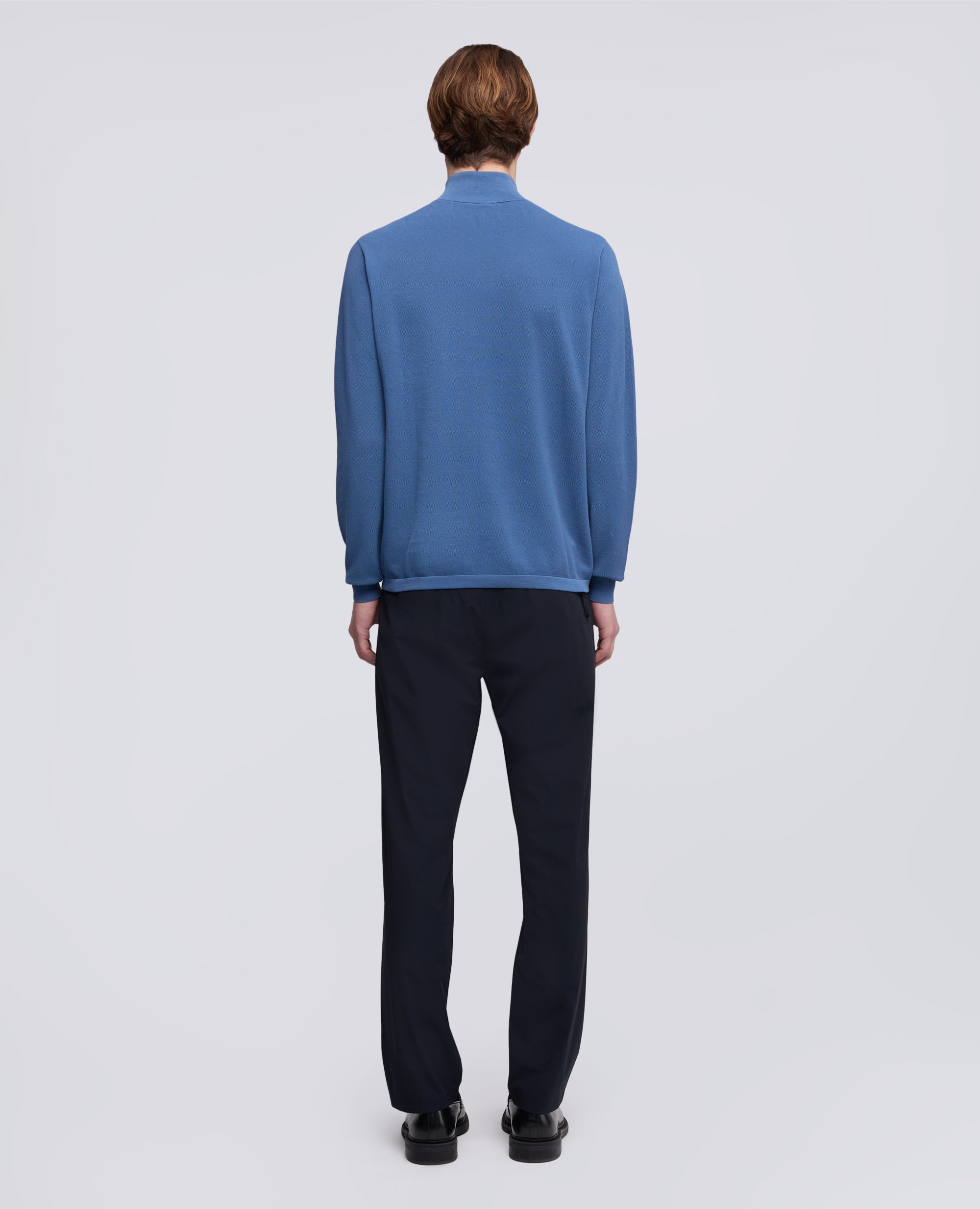 MAGLIA CON ZIP IN COTONE PUNTO PIQUET TINTO CAPO - BLU - ASPESI