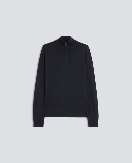 MAGLIA CON ZIP IN MISTO SETA, COTONE E CASHMERE - BLU - ASPESI