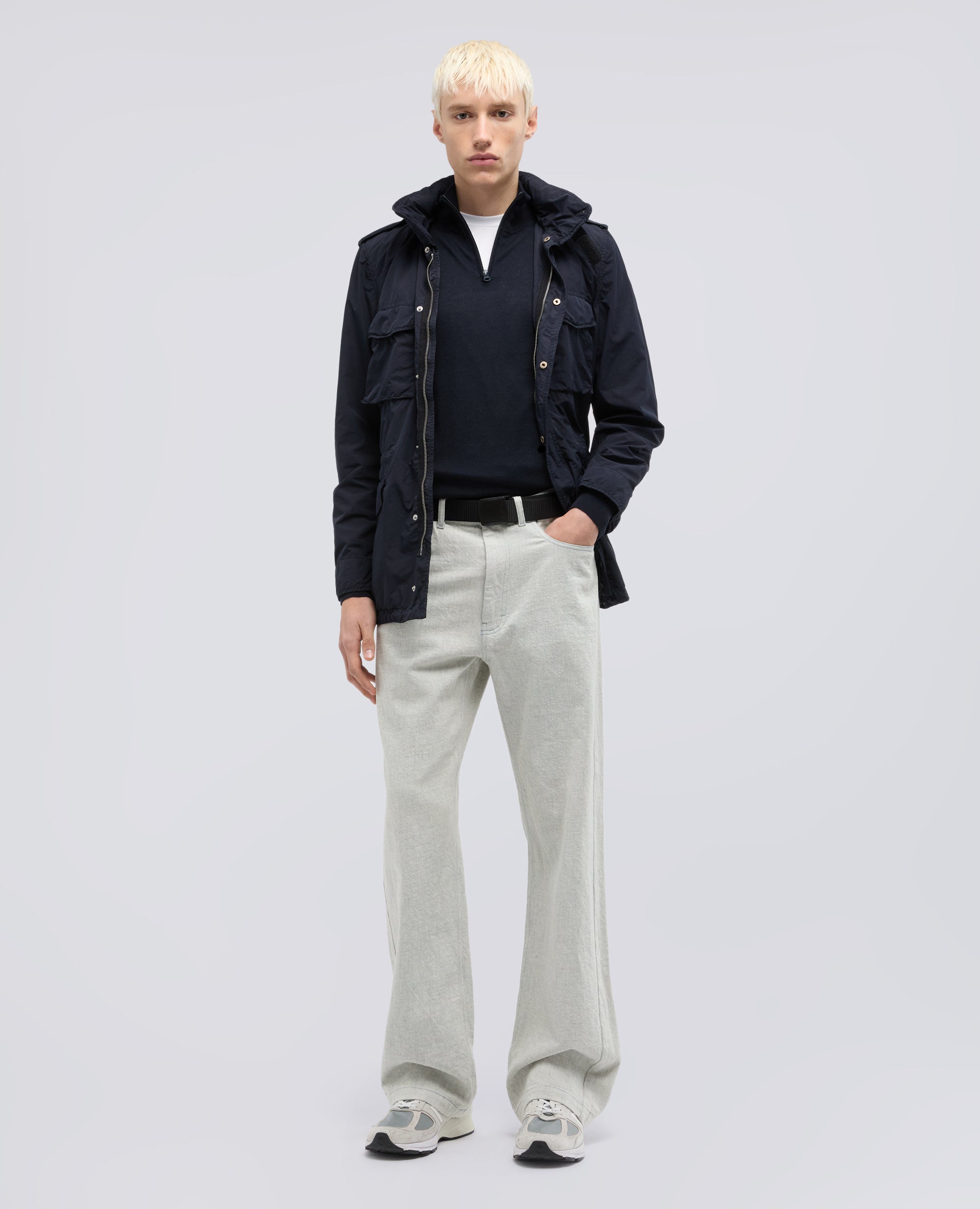 MAGLIA CON ZIP IN MISTO SETA, COTONE E CASHMERE - BLU - ASPESI