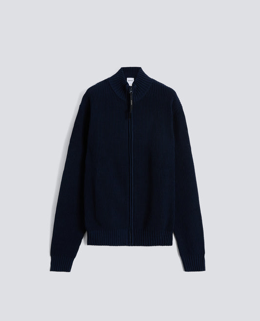 MAGLIA CON ZIP IN FILATO DI COTONE - BLU - ASPESI