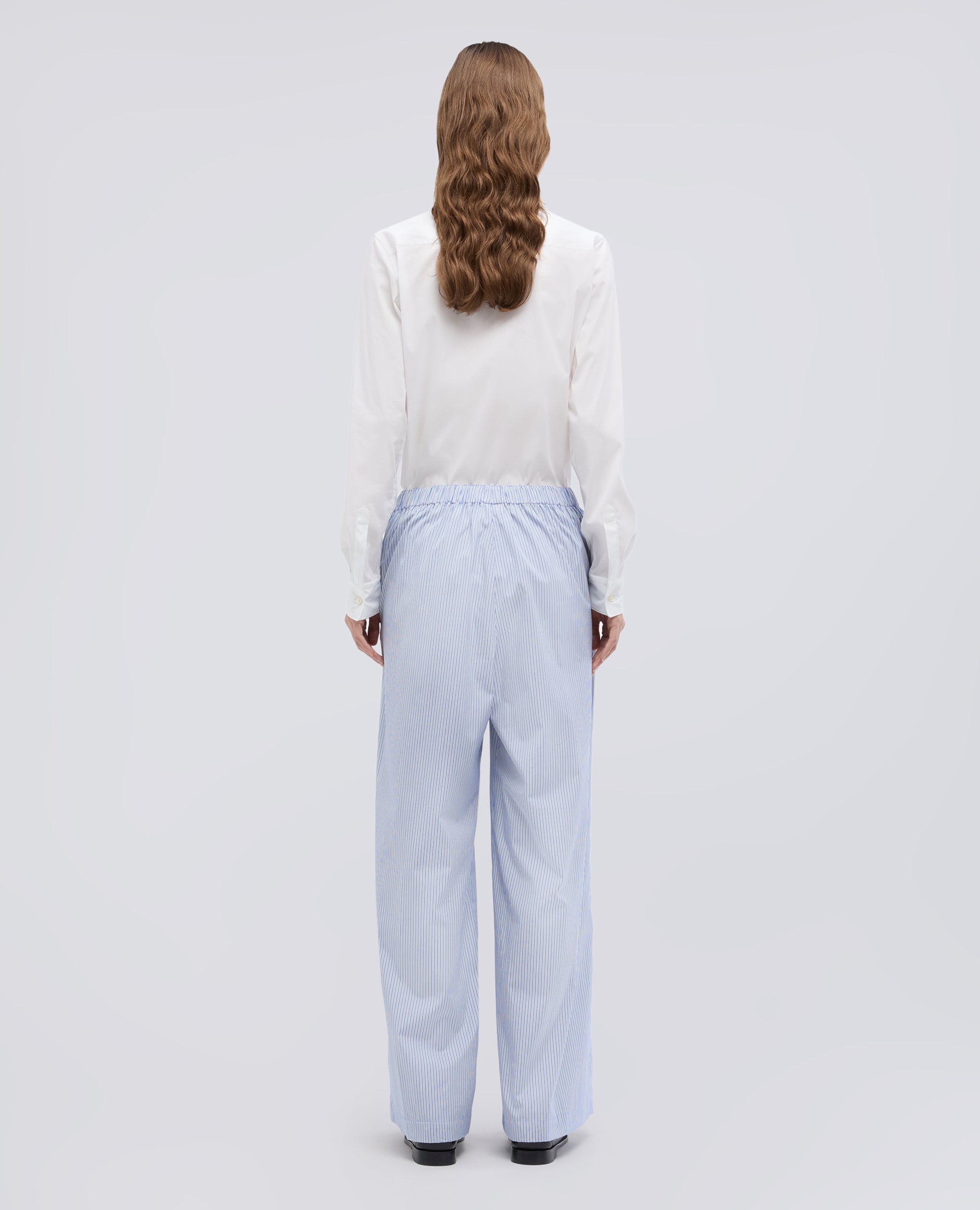 PANTALONE IN POPELINE DI COTONE - AZZURRO - ASPESI