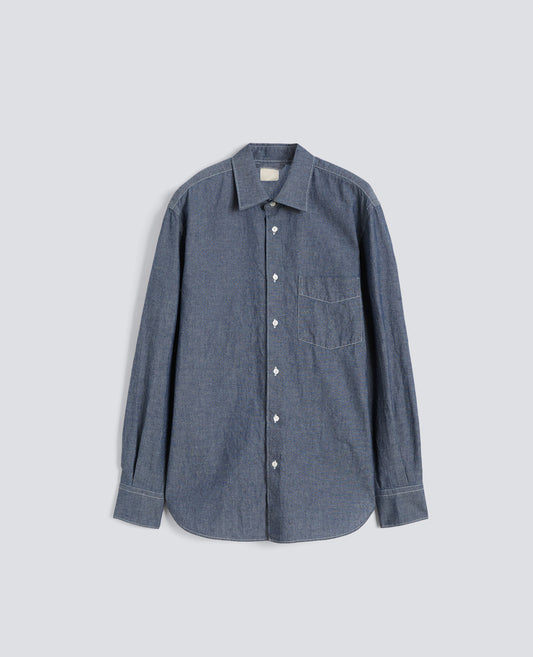 CAMICIA IN CHAMBRAY COTONE CON COLLO CLASSICO - BLU - ASPESI