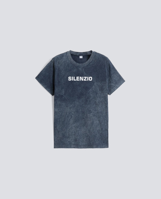 T-SHIRT IN JERSEY DI COTONE CON STAMPA -SILENZIO- - BLU - ASPESI