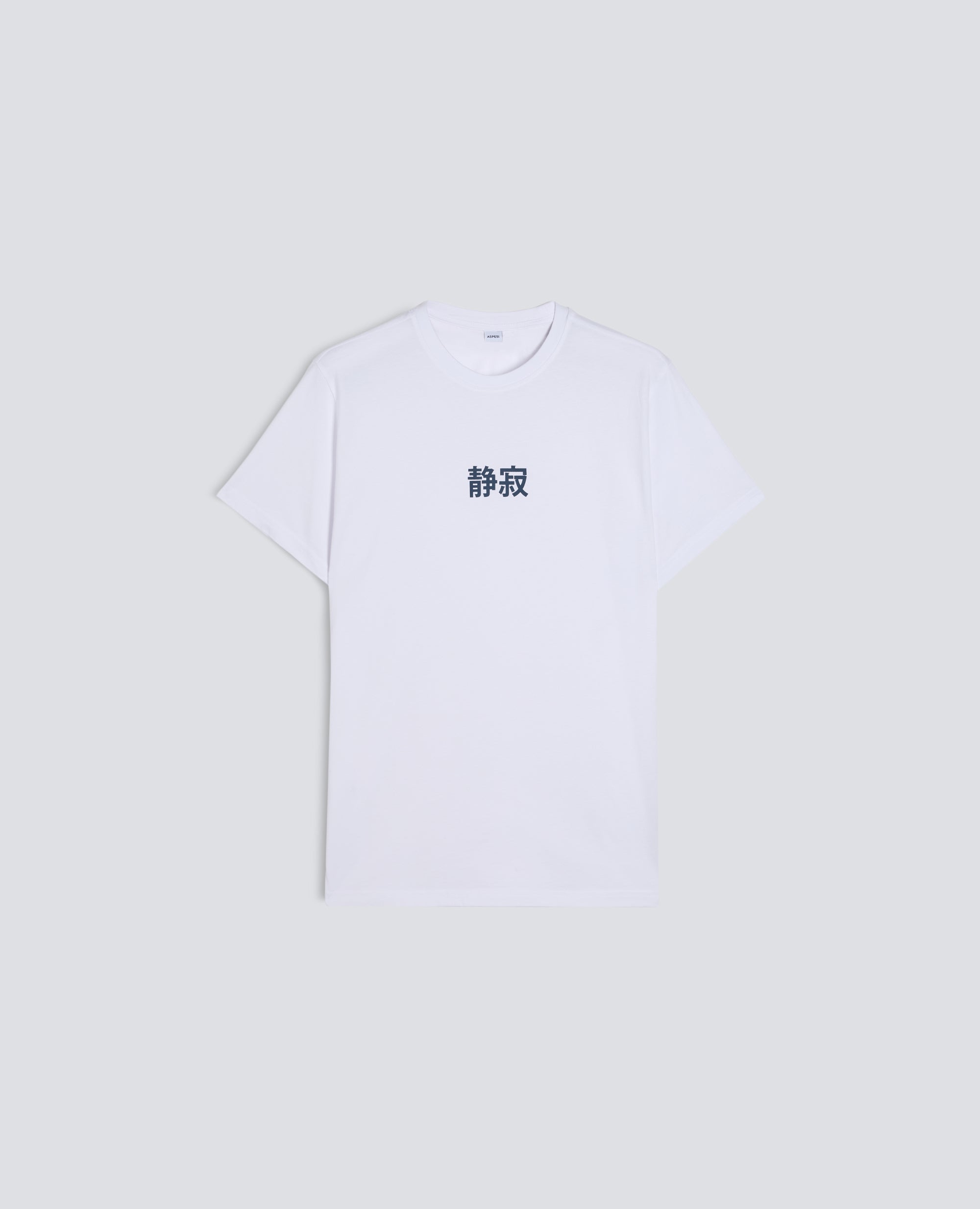 T-SHIRT IN JERSEY DI COTONE CON STAMPA -SILENZIO- IN GIAPPONESE - BIANCO - ASPESI