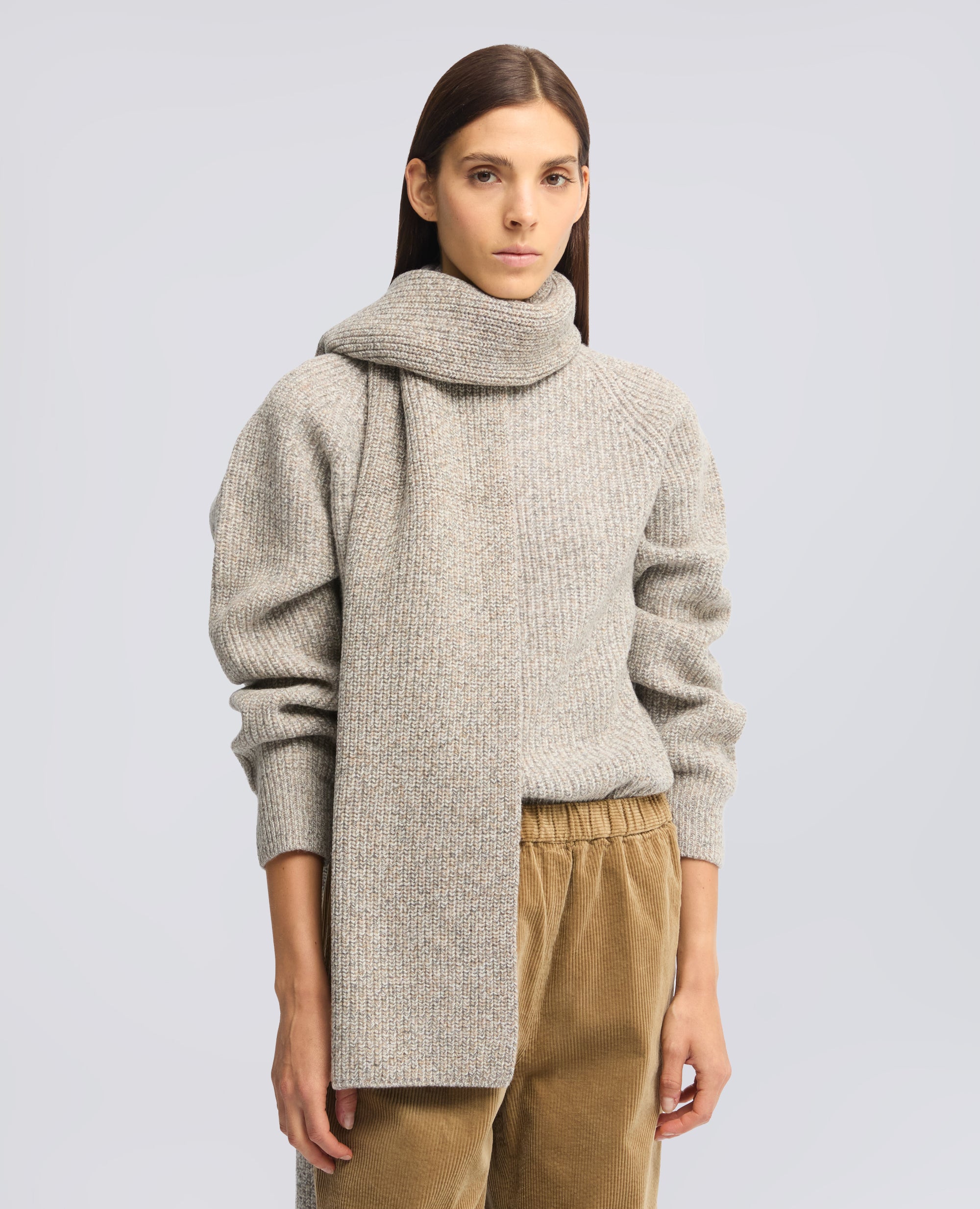 SCIARPA IN LANA A COSTE - BEIGE - ASPESI