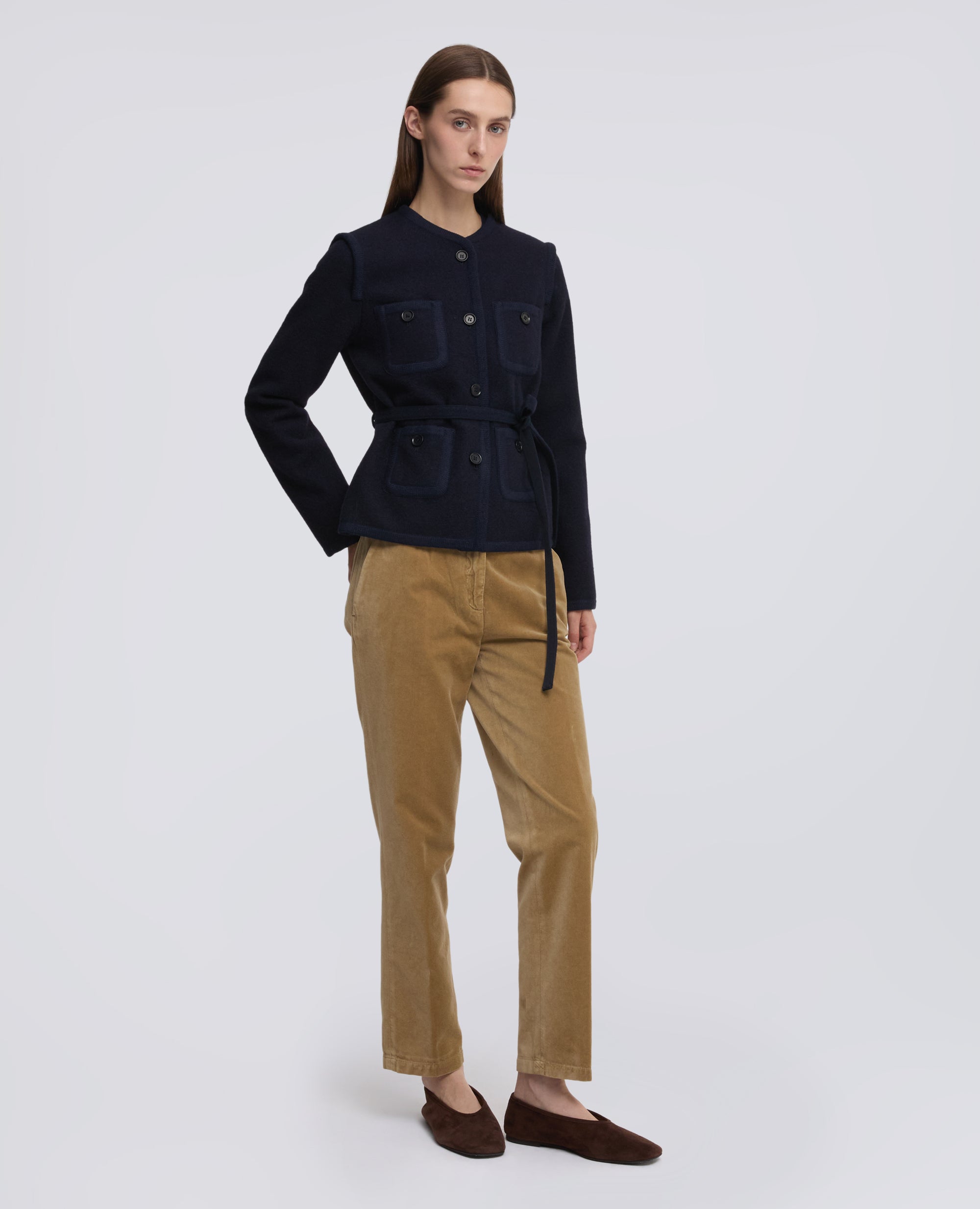 PANTALONE IN VELLUTO LISCIO - BEIGE - ASPESI