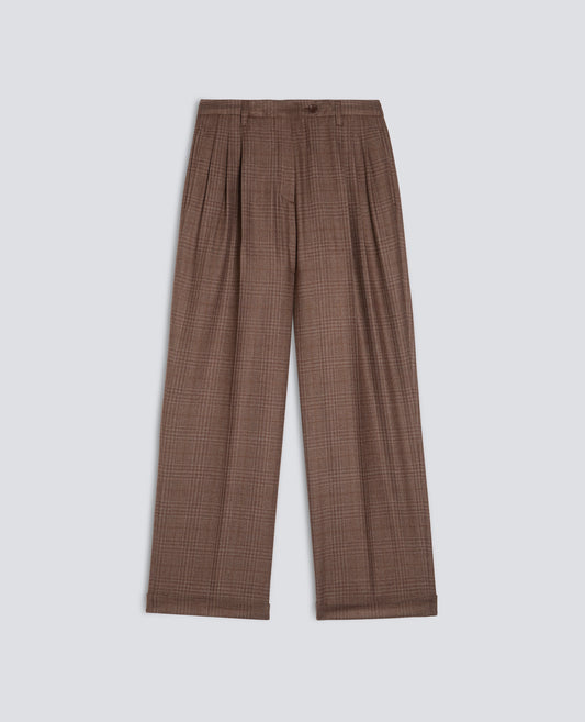PANTALONE IN TELA DI SETAE LANA VERGINE - MARRONE - ASPESI