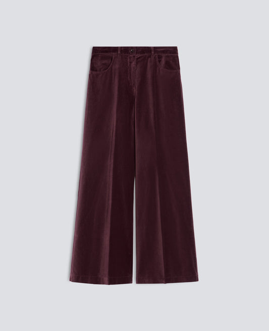 PANTALONE AMPIO IN VELLUTO LISCIO - ROSSO - ASPESI