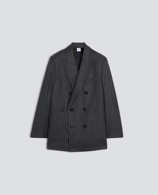 VESTE EN FLANELLE DE PURE LAINE VIERGE A RAYURES - GRIGIO - ASPESI