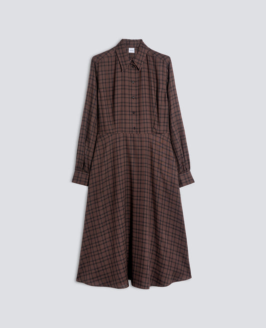 ABITO MIDI IN MODAL CON MOTIVO CHECK - MARRONE - ASPESI