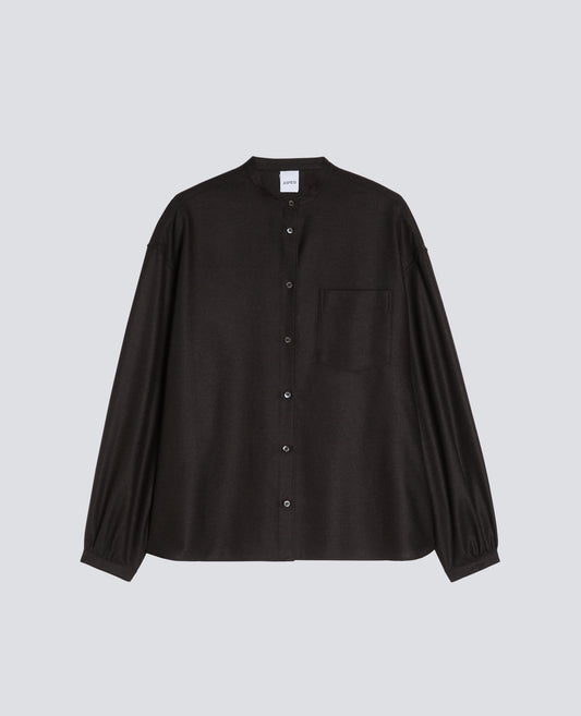 WOOL AND CASHMERE FLANNEL CLASSIC SHIRT - MARRONE - ASPESI